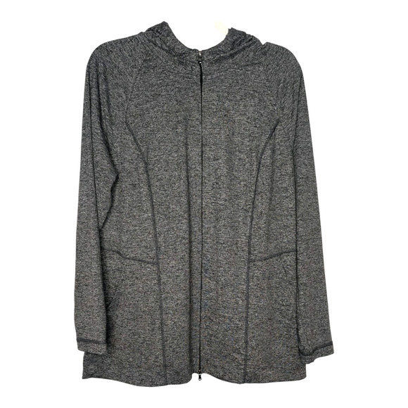 J. Jill Fit Out And About Zip Front Athleisure Activewear Hoodie Black White MED - Picture 1 of 6
